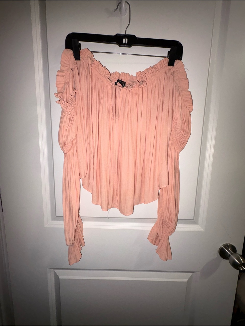 Forever 21 Peach Off-Shoulder Pleated Blouse